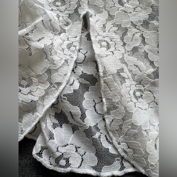St Eve Intimates White Sheer Lace Sleeveless Mini Slip Nylon Chemise Size Large - Picture 7 of 12